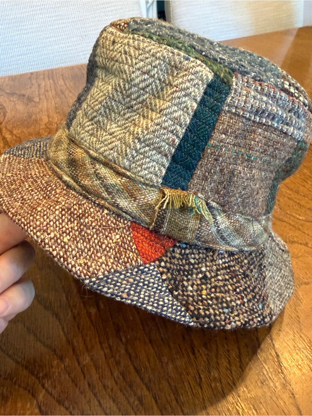 Vintage Irish wool Hanna and Sons ltd Patchwork Tweed Bucket Hat